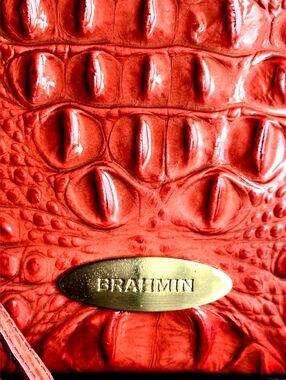 Brahmin Melbourne Red/Orange Clutch With Detatchable Wristlet Strap